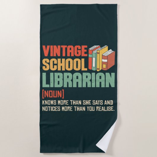 School Librarian Pronunciation Funny ビーチタオル (正面)