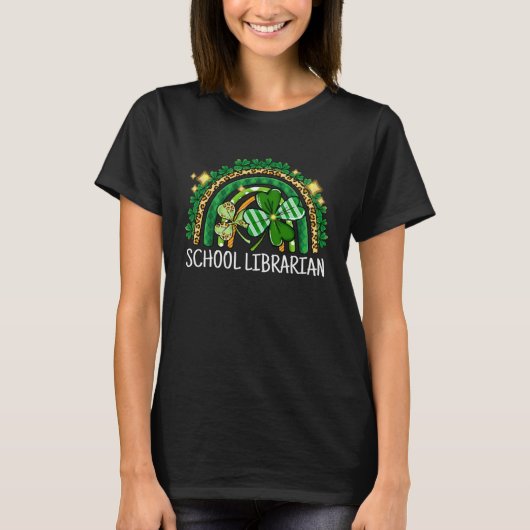 School Librarian Rainbow Lucky St Patrick's Day Sc Tシャツ (正面)