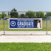 School logo Graduation Photo Party BLue White 横断幕 (インサイチュ)