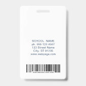 School Logo Photo Barcode Custom Student ID バッジ (裏面)