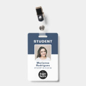 School Logo Photo Barcode Custom Student ID バッジ (正面 （クリップ付）)