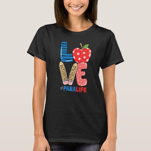 School Love Pencil Apple Para Life Tシャツ (正面)