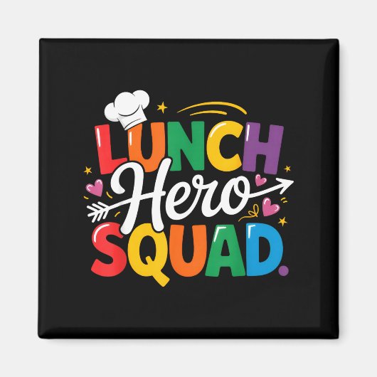 School Lunch Hero Squad Cafeteria Workers Crew Lad マグネット (正面)