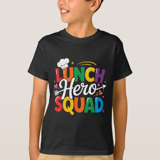 School Lunch Hero Squad Cafeteria Workers Crew Lad Tシャツ (正面)