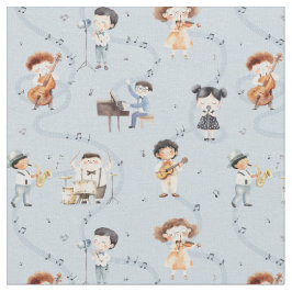  School Music Band Note Sign Blue ファブリック