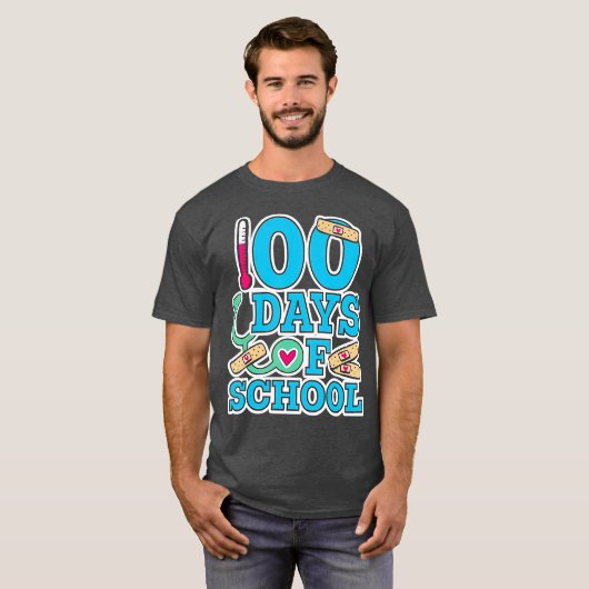 School Nurse 100 Days of School Tシャツ (正面フル)