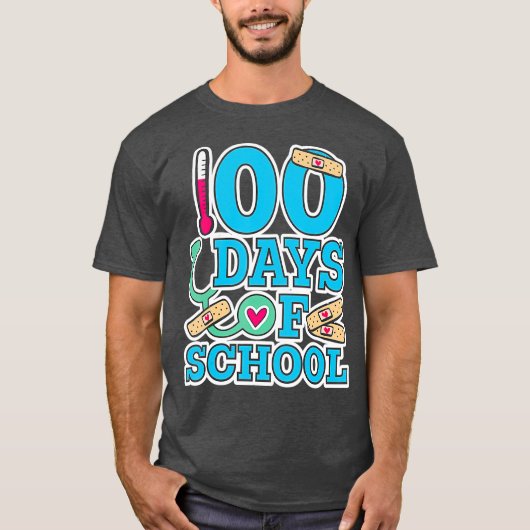 School Nurse 100 Days of School Tシャツ (正面)