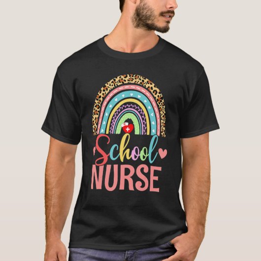School Nurse Boho Rainbow Leopard Nurse Week 2022  Tシャツ (正面)