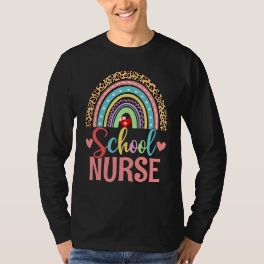 School Nurse Boho Rainbow Leopard Nurse Week 2022  Tシャツ (正面)