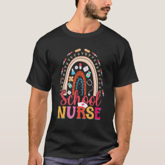 School Nurse Cute Rainbow Back To School Rn Lpn Cn Tシャツ