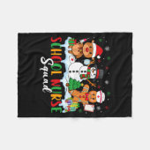 School Nurse Squad Reindeer Snowman Gingerbread Ch フリースブランケット (正面(横))