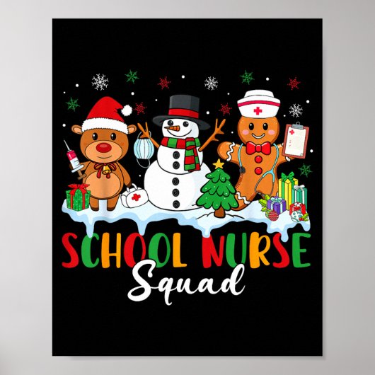 School Nurse Squad Reindeer Snowman Gingerbread Ch ポスター (正面)