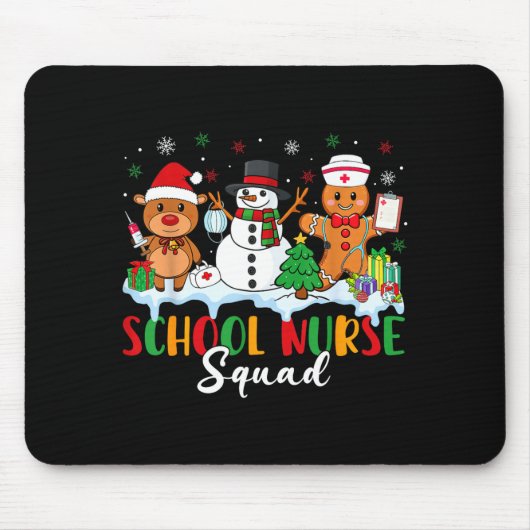 School Nurse Squad Reindeer Snowman Gingerbread Ch マウスパッド (正面)