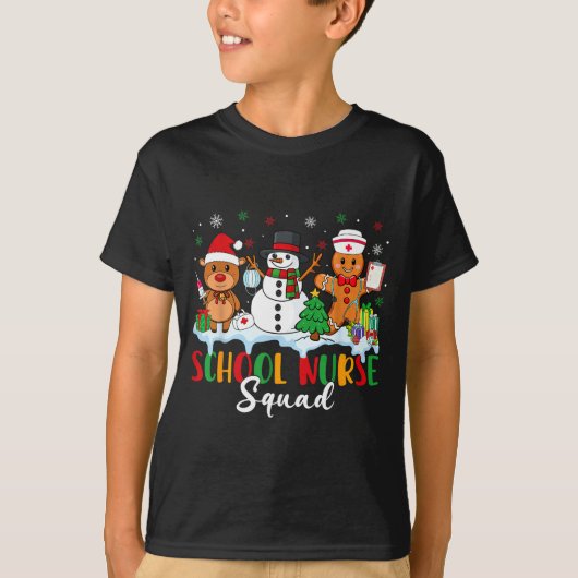 School Nurse Squad Reindeer Snowman Gingerbread Ch Tシャツ (正面)