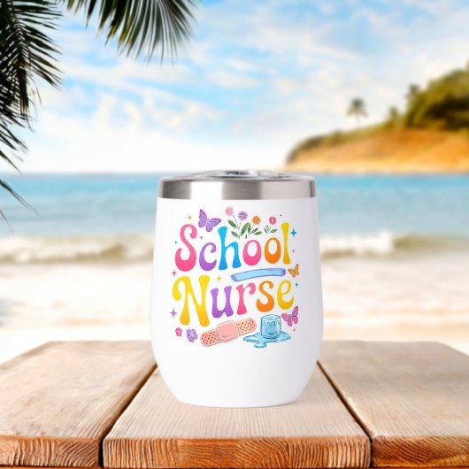 School Nurse Thermal Wine Tumbler (ビーチ (回転後))