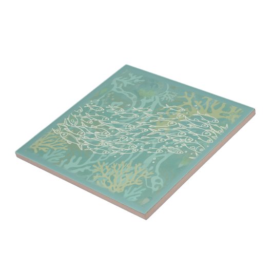 School of Fish in Coral Teal ID1198 タイル (側面)