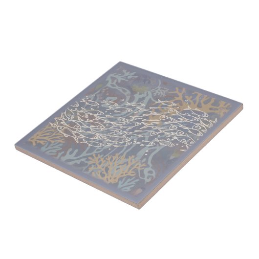 School of Fish in Coral Violet ID1198 タイル (側面)