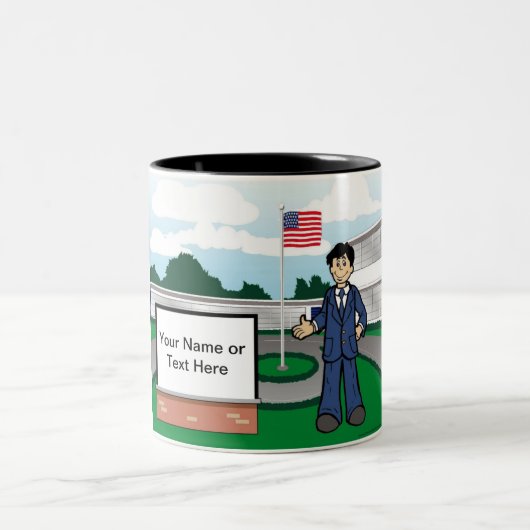 School Principal Cartoon by PrintedPerfection.com ツートーンマグカップ (中央)