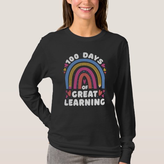 School Rainbow 100 days of great learning Tシャツ (正面)