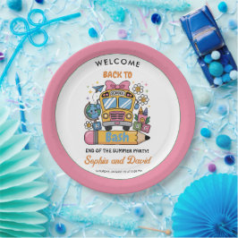 School’s Back Bash! Editable End of Summer Party  ペーパープレート