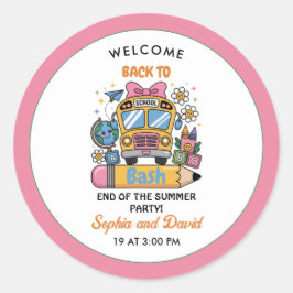 School’s Back Bash! Editable End of Summer Party  ラウンドシール