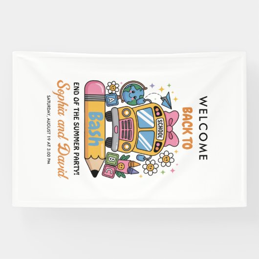 School’s Back Bash! Editable End of Summer Party  横断幕 (横)