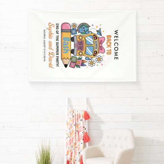 School’s Back Bash! Editable End of Summer Party  横断幕 (インサイチュ)