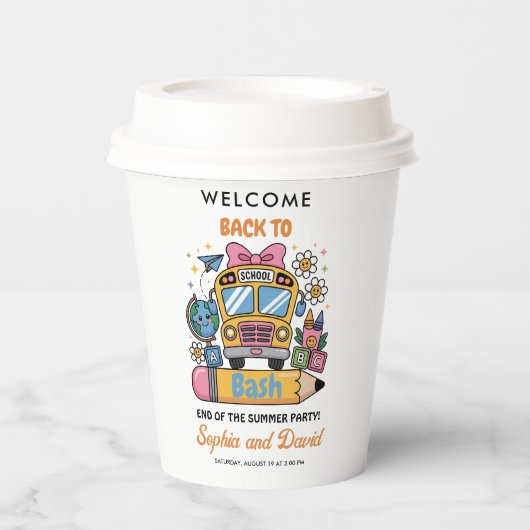 School’s Back Bash! Editable End of Summer Party 紙コップ (正面)