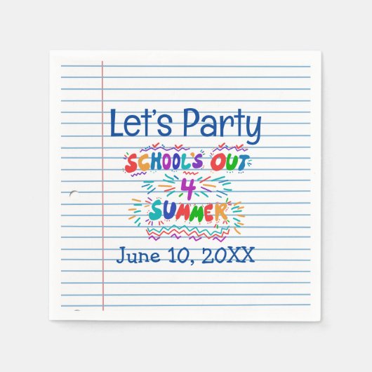 School’s Out Loose Leaf Paper スタンダードカクテルナプキン (正面)