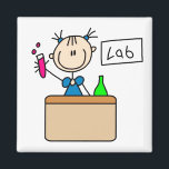 School Science Labマグネット マグネット<br><div class="desc">カスタマイズ可能な磁石の上の学校の科学研究所の愛らしいスティックのフィギュア女。</div>