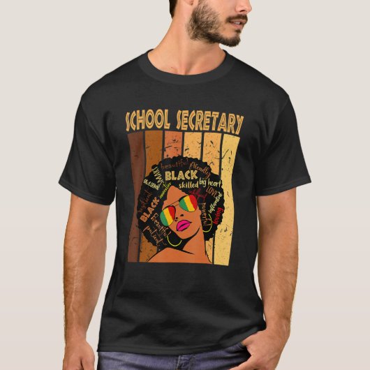 School Secretary Afro African American Black Histo Tシャツ (正面)