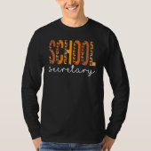School Secretary Leopard Squad Cute Fall Autumn Th Tシャツ (正面)