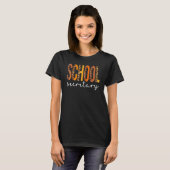 School Secretary Leopard Squad Cute Fall Autumn Th Tシャツ (正面フル)