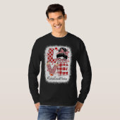 School Social Worker Love Messy Bun Valentine's Ap Tシャツ (正面フル)