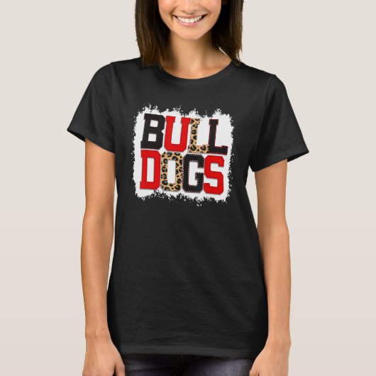 School Spirit Mascot Bulldogs Leopard Print Teache Tシャツ (正面)