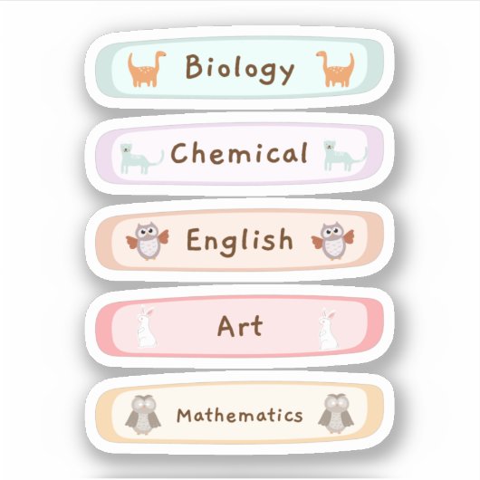 School subject stickers pack/labels stickers シール (正面)
