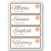 School subject stickers pack/labels stickers シール (正面)