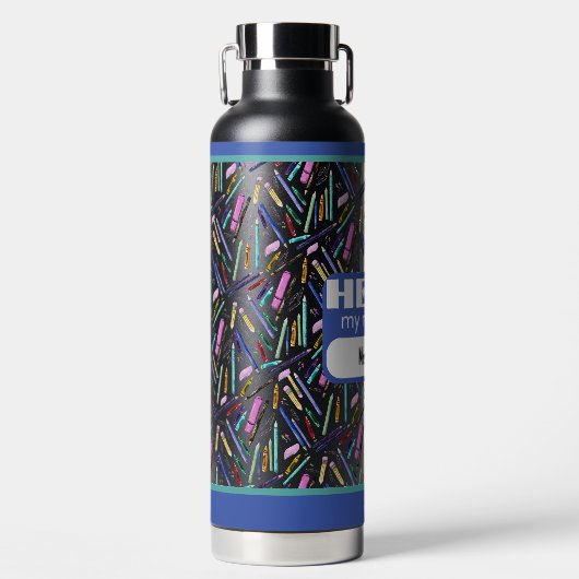 School supplies pattern ウォーターボトル (正面)