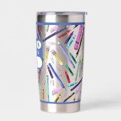 School supplies pattern 保温保冷タンブラー (左面)