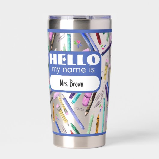 School supplies pattern 保温保冷タンブラー (正面)