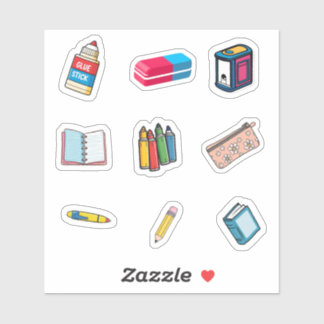 School Supplies Sticker Pack - Cartoon Illustratio シール