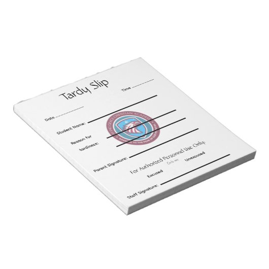 School Tardy Slip ノートパッド (アングル)