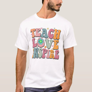 School Teach Love Inspire Retro Tシャツ