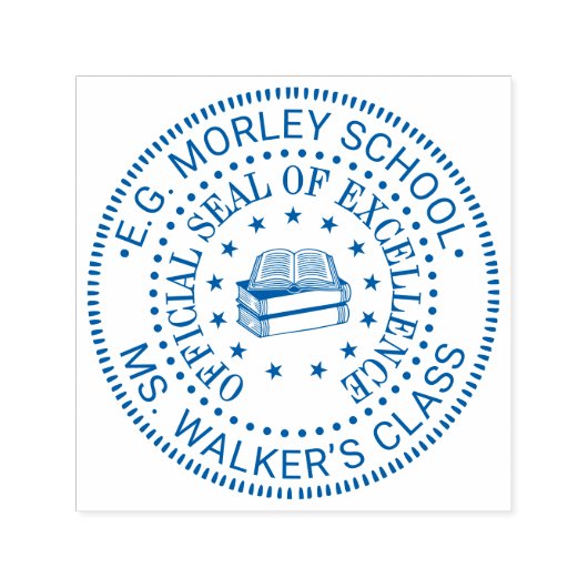 School Teacher Stars Books #1 Seal of Excellence セルフインキングスタンプ (デザイン)