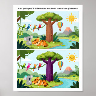 School Time Spot the Difference Poster – Education ポスター