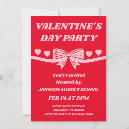 School Valentine’s Day Party 招待状 (正面)