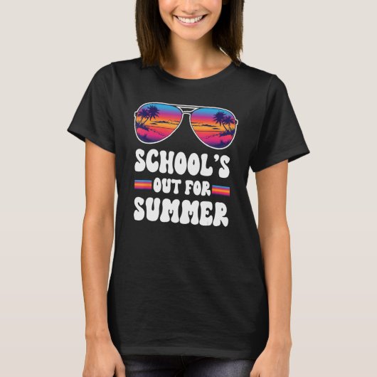 SCHOOLS OUT FOR SUMMER Retro Last Day School Teach Tシャツ (正面)