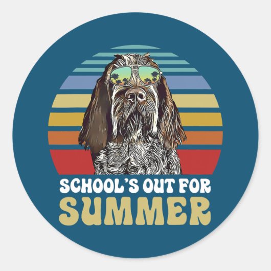 Schools Out for Summer Spinoni Italiani Dog ラウンドシール (正面)