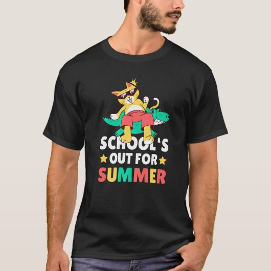 School's out of Summer with a Cat for School Tシャツ (正面)