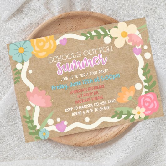 School's out, Summer party, Class party,  招待状